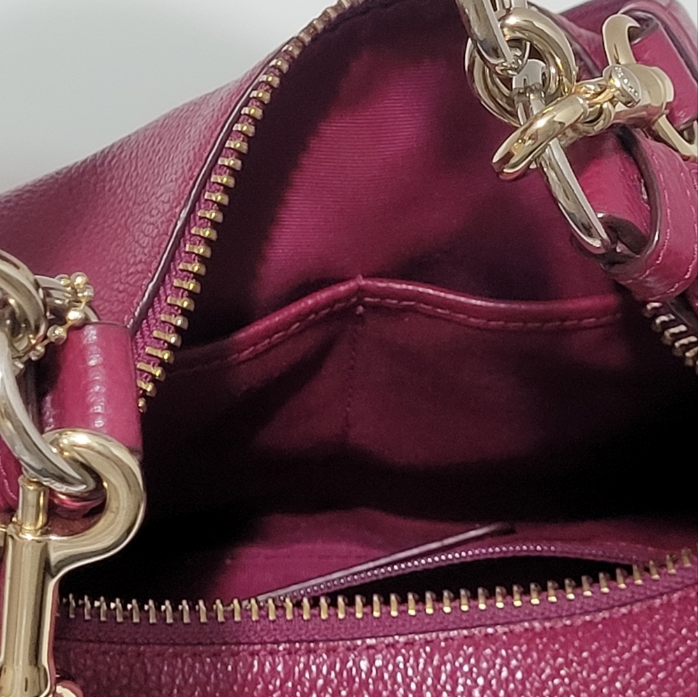 Coach Pebbled Leather Harley Hobo Shoulder Bag in Berry Plum - Picture 9 of 10